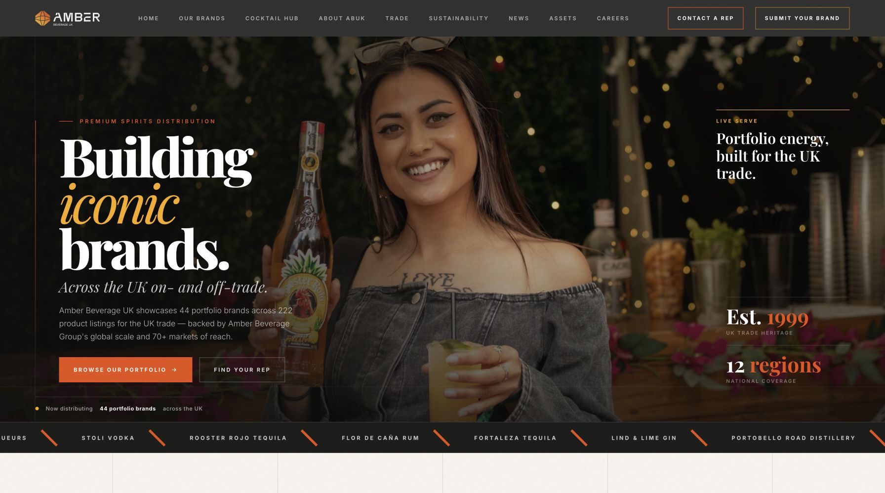 Amber Beverage UK website homepage